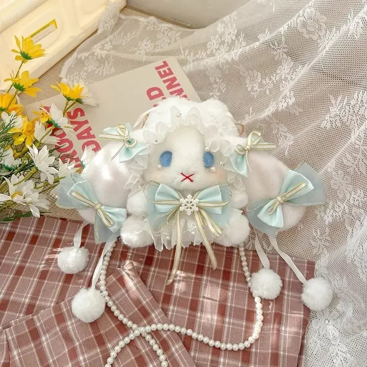 Kawaii Plush Rabbit Shoulder Bag π°β¨ - Adorable Lace Bow Doll Purse for Fashionable Princesses! πΈπ