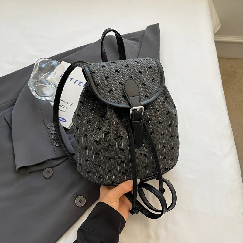 Kawaii Mini Plaid Oxford Backpack 🎀💕 | Adorable Women's Zipper Shoulder Bag with Heart Embroidery & Bow Details 🎉✨