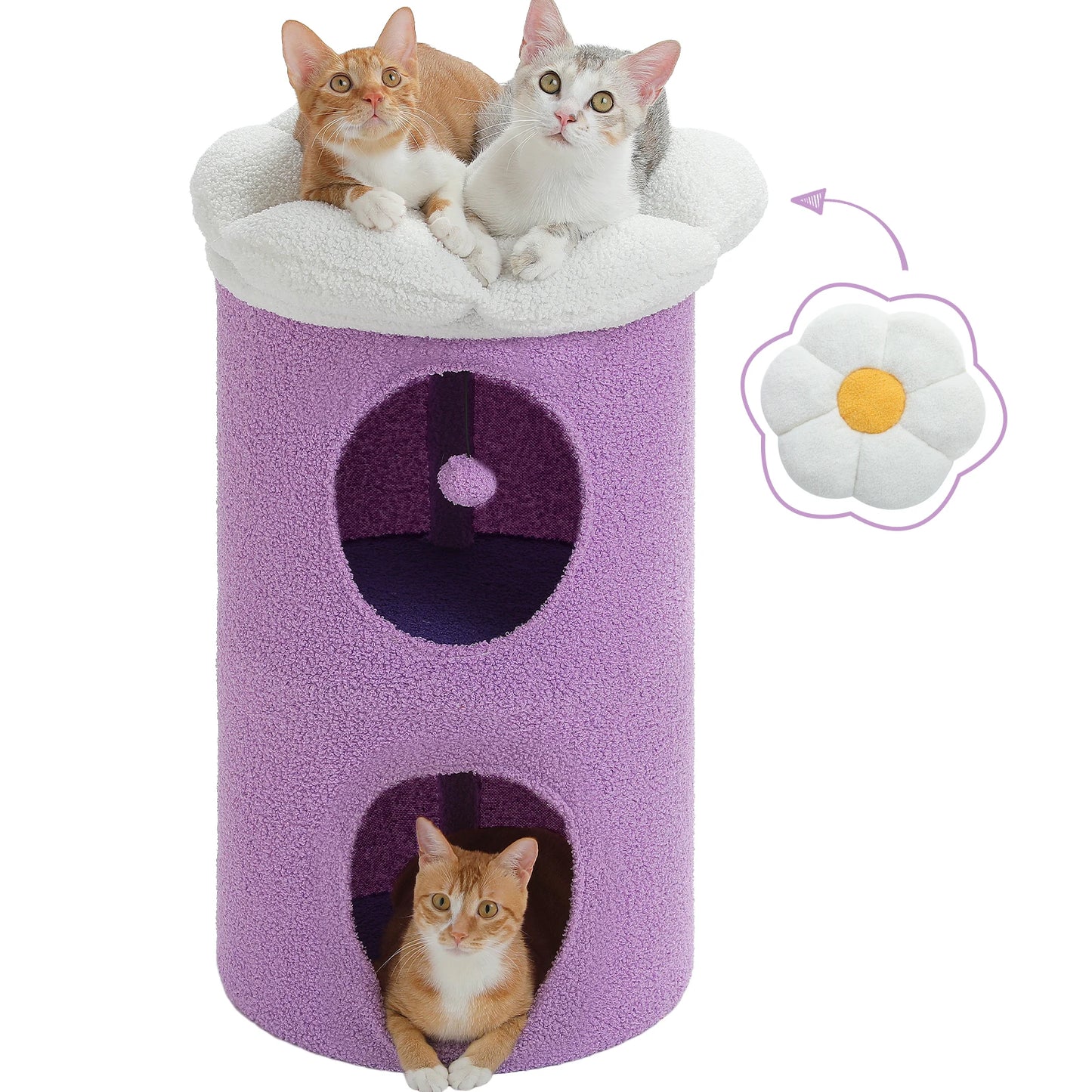 2-Storey Cat Beds For Indoor Cats With Removable Flower Bed Cute Cat Cave And Hideaway Condo ๐พ๐บ๐ธ