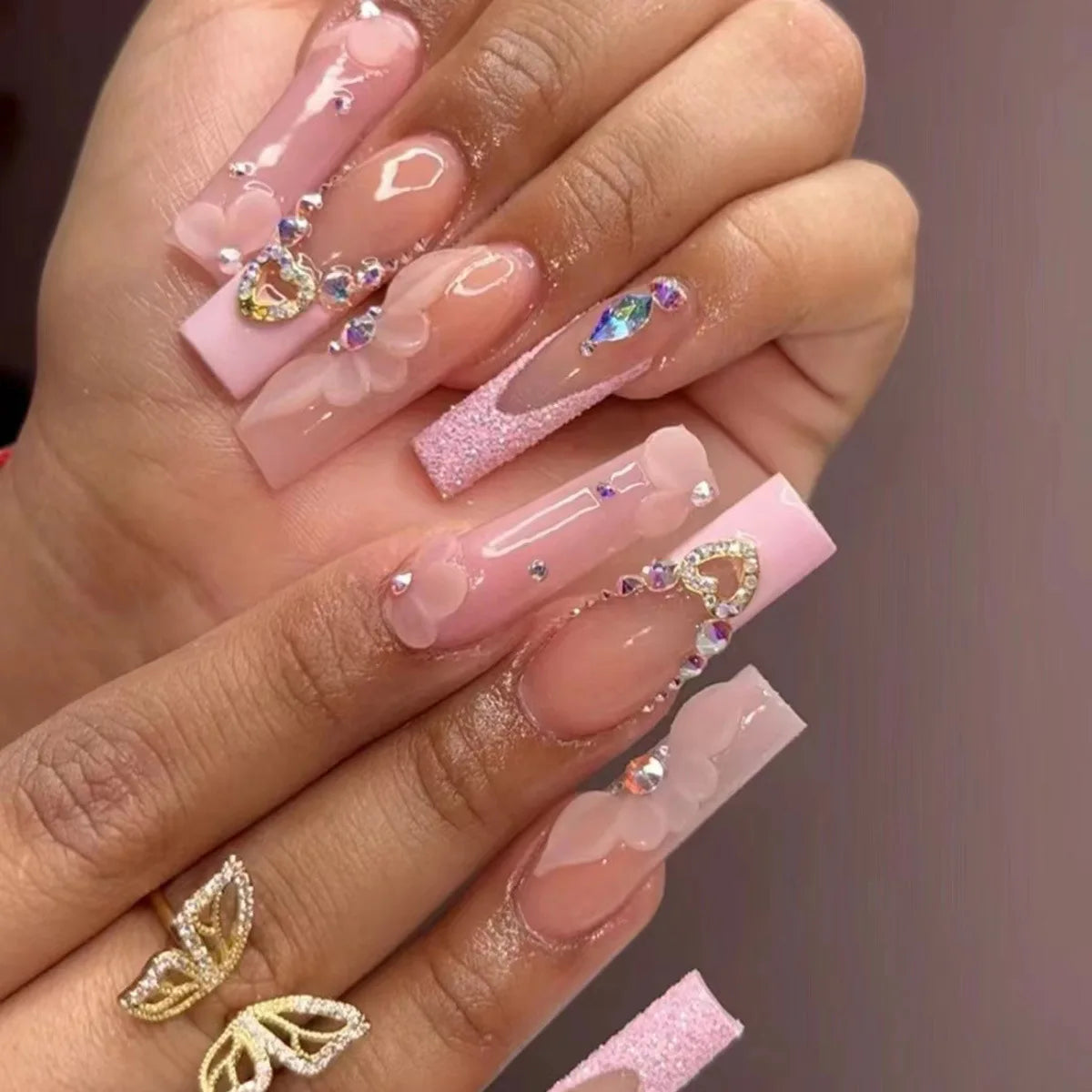 Kawaii Pink Bow Ballet Coffin Press-On Nails πβ¨ - 24 Pcs Full Cover Magic!