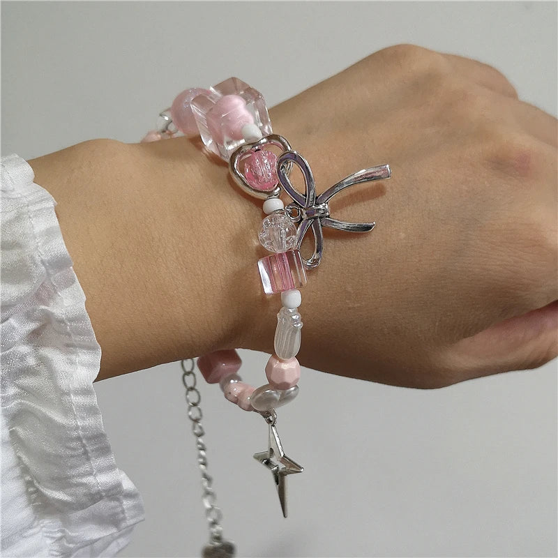 Kawaii Gothic Beaded Bracelet β¨ππ 90s Star Moon Heart Charm Jewelry for Girls