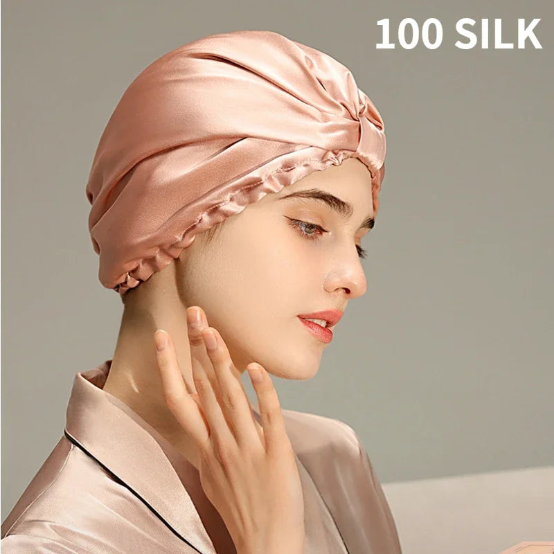 Kawaii Dream Silk Bonnet πβ¨ | Pure Mulberry Silk Sleeping Hat for Hair Care πΈπ | Cozy Turban for Luxurious Sleep π