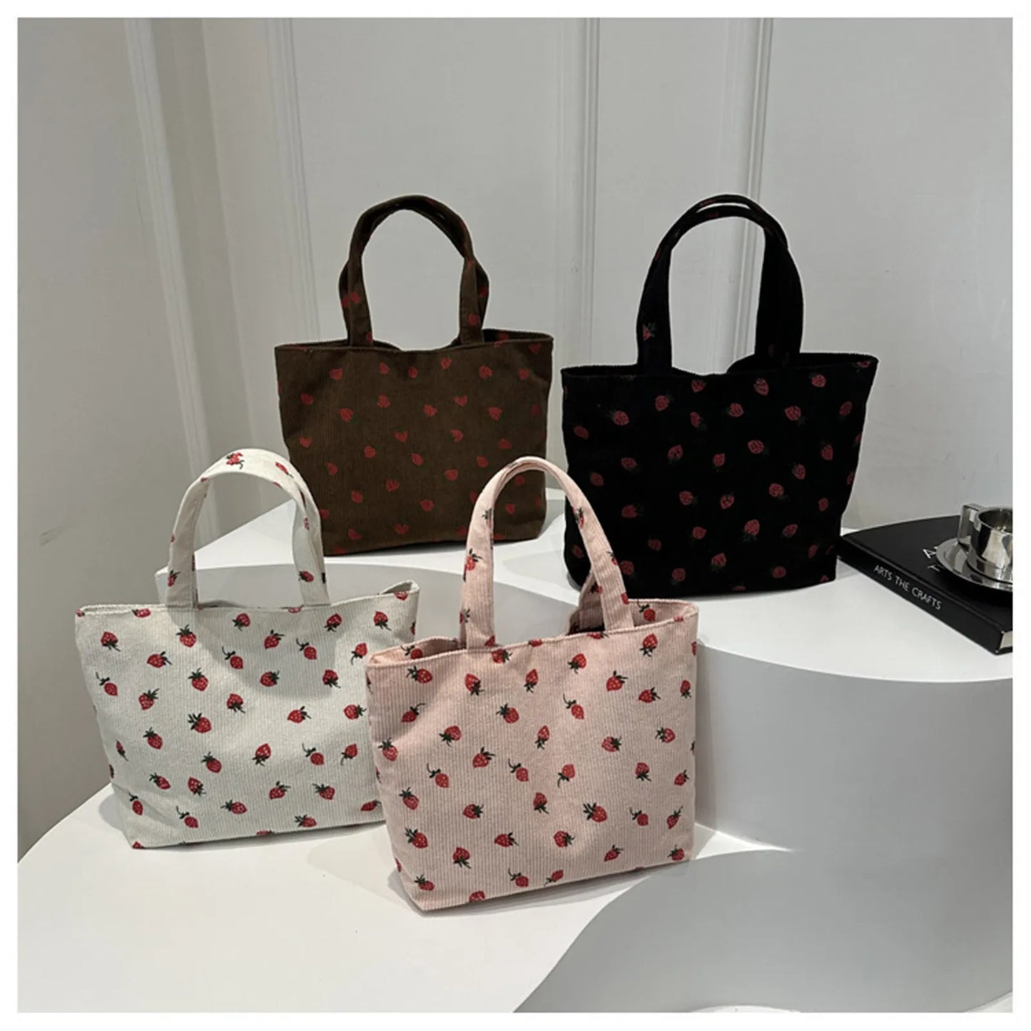 π Cute Corduroy Strawberry Shoulder Bag π - Fun & Versatile Tote for Every Adventure! πβ¨ - Pixie Quill