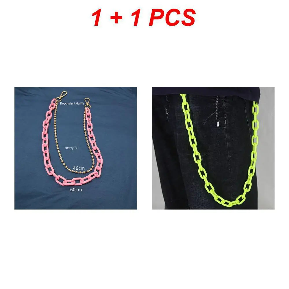 Kawaii Double Layered Candy Pants Chain π¬β¨ - Vibrant Punk Waist Accessory for Parties! ππ