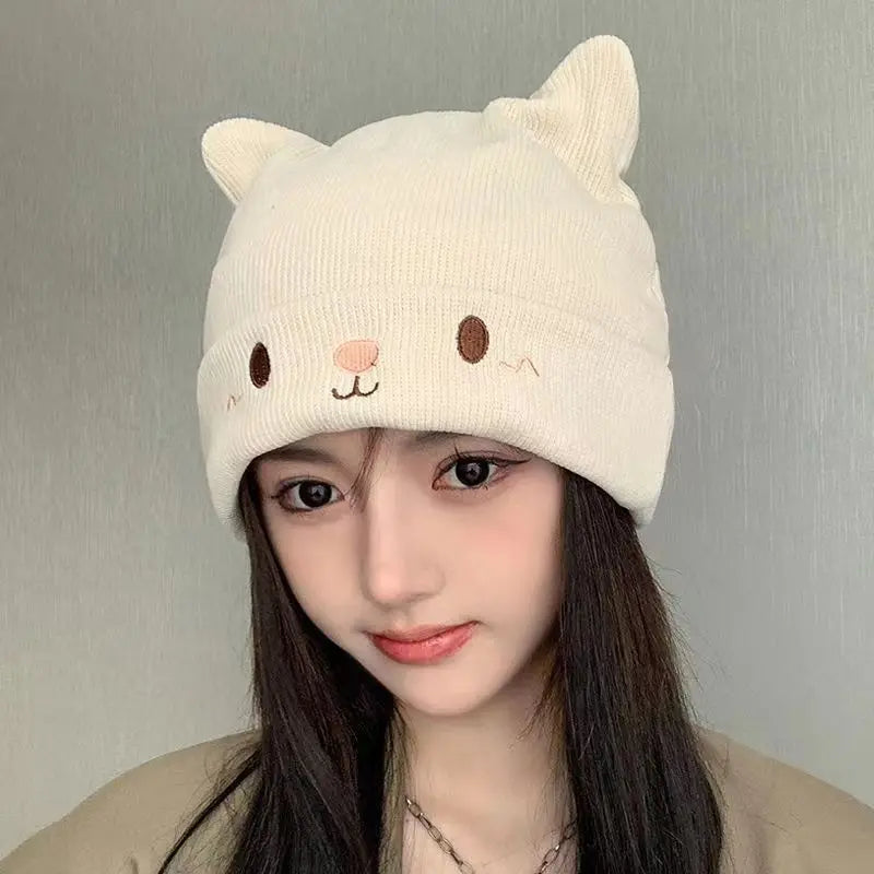 Kawaii Bear Ears Knitted Beanie π»β¨ - Adorable Winter Hat for Trendy Girls!