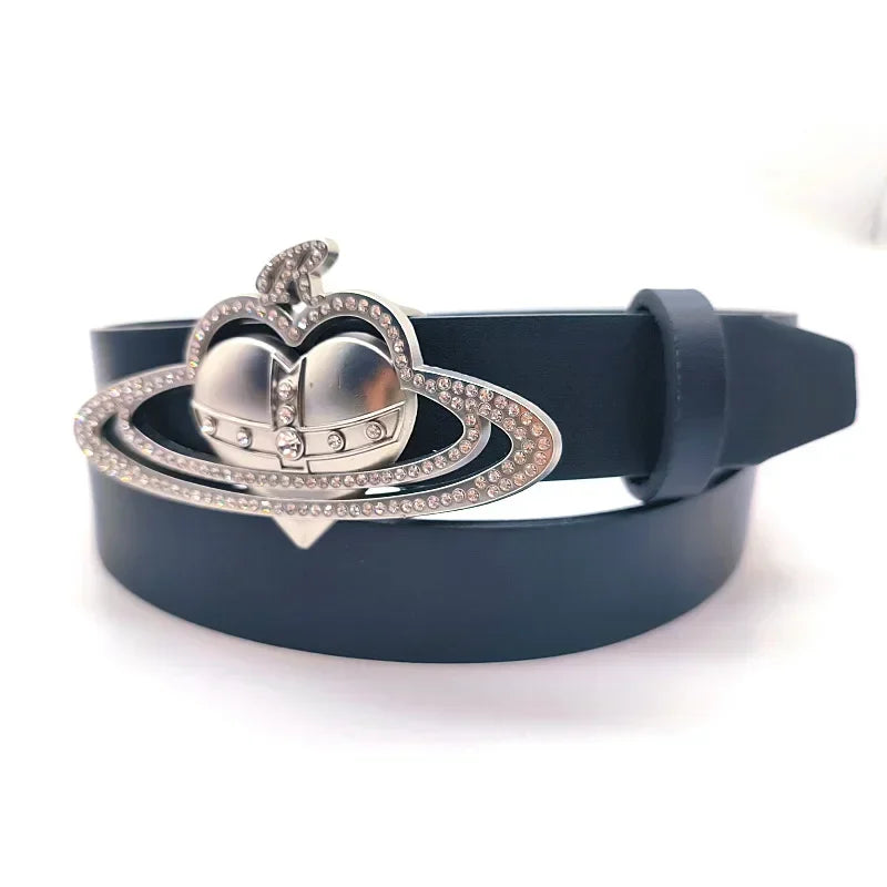 β¨ Kawaii Saturn Crown Buckle Belt π Spicy Style for Fashionistas π