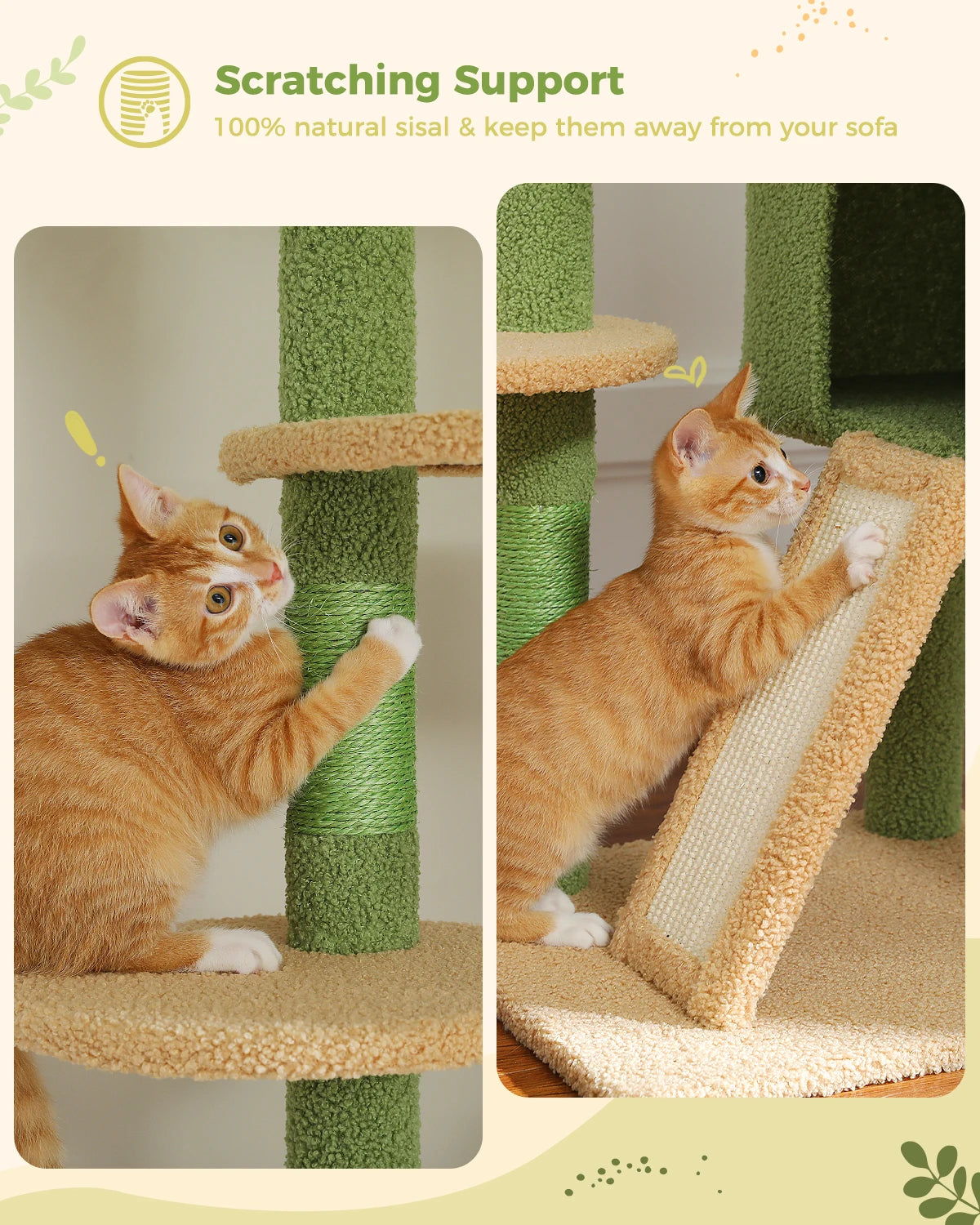 Kawaii Cactus Cat Paradise 🌵🐾 | Adjustable Floor-to-Ceiling Cat Tower with Cozy Hammock & Playful Scratching Post! 🐱✨