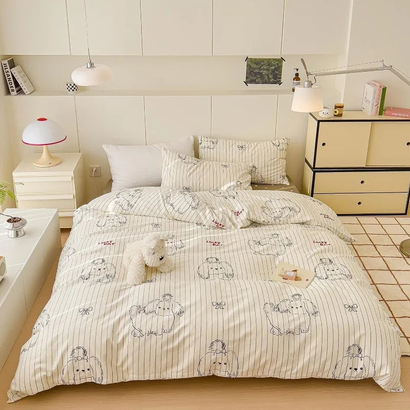 Kawaii Strawberry Dreams Duvet Cover Set - Adorable 3-Piece Cotton Bedding for Cozy Comfort ๐โจ