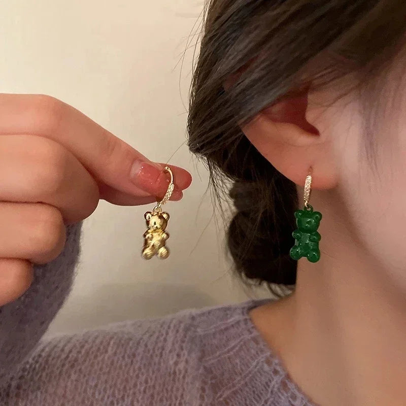 π Sweet Rainbow Bear Dangle Earrings π¬β¨ Cute Acrylic Drop Jewelry for Trendy Girls! π»π