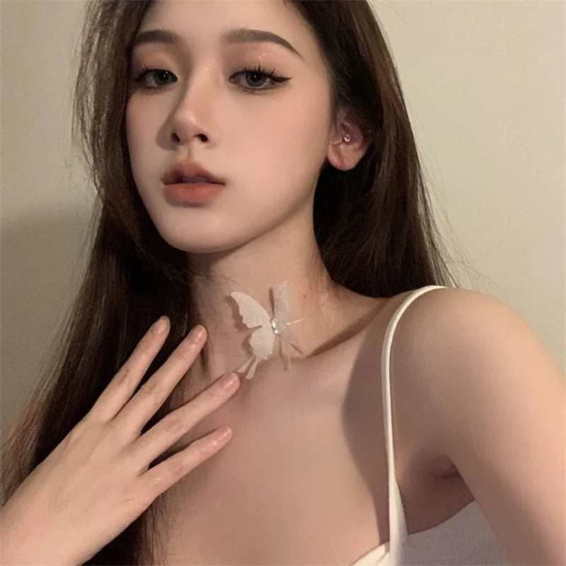 Kawaii Lace Butterfly Choker Necklace π¦β¨ | Charming Transparent Collar Jewelry for Party & Everyday Wear π
