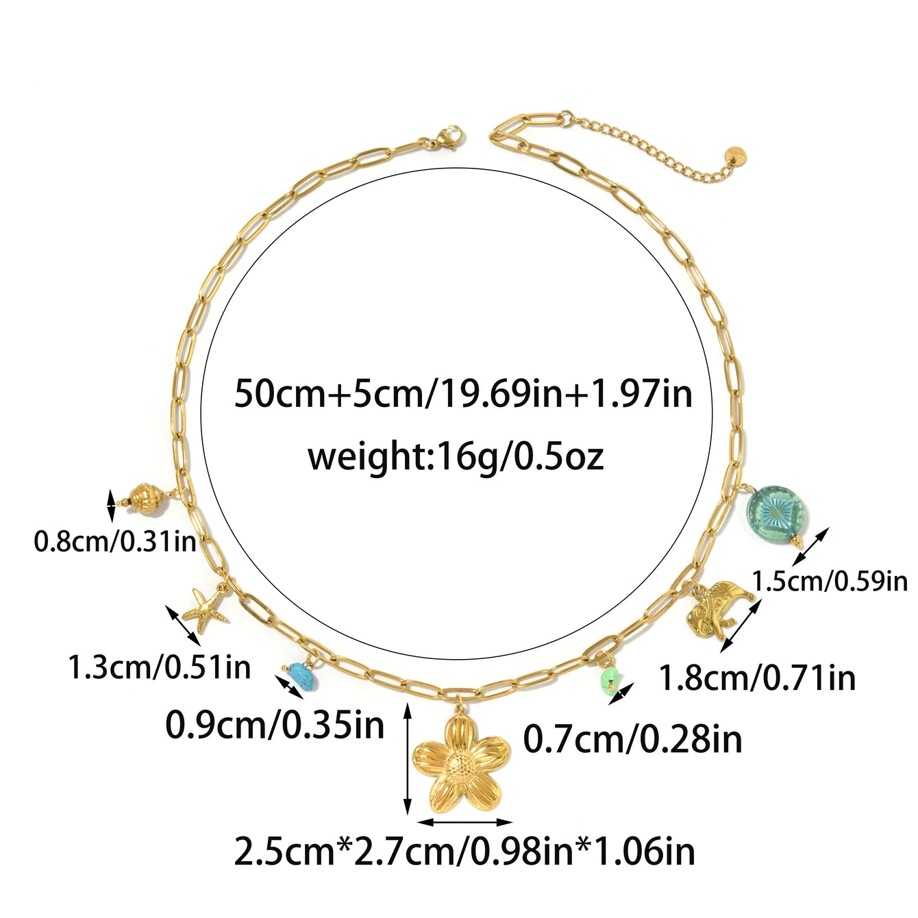 Geometric Pearl Five Point Star Necklace Green Ceramic Stone With Stainless Steel Chain Unisex Fashion Gift โจ๐