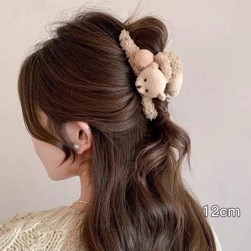 Kawaii Winter Plush Hair Claw π°β¨ | Adorable Hair Clip for Women & Girls π | Trendy Hair Accessories for Cozy Styles