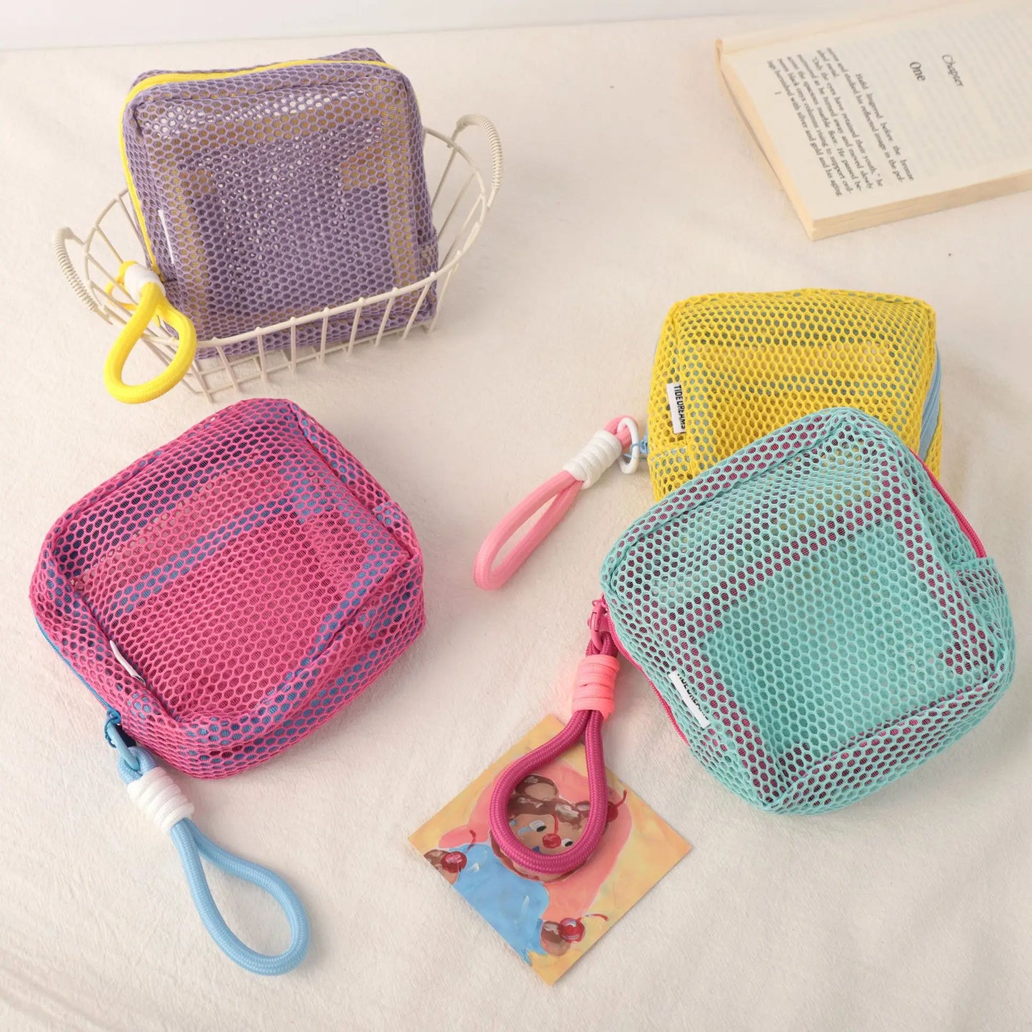 Kawaii Mini Mesh Storage Pouch πβ¨ Cute Zipper Coin Purse & Wash Bag π Perfect for Stationery & Cosmetics! πΎπ