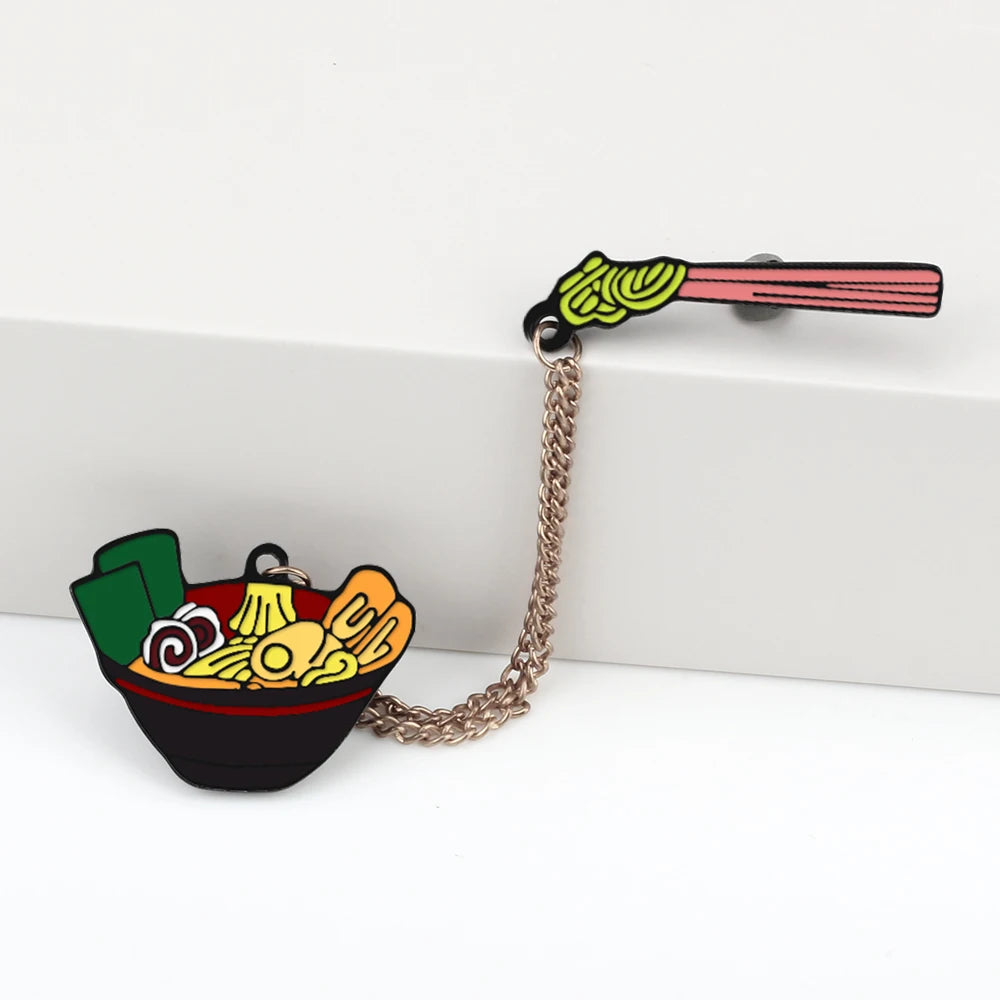 Kawaii Japanese Food Lapel Pins π£π₯’ Cute Salmon Sushi & Ramen Brooches β¨ Fun Enamel Badges for Kids & Girls π Adorable Jewelry Gift!