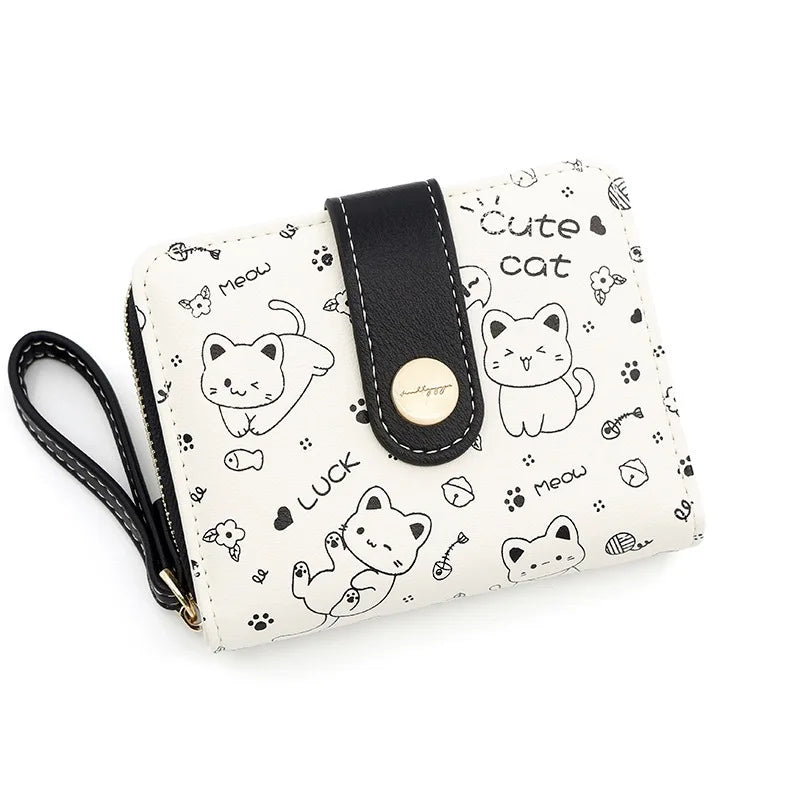 Kawaii Cat Girls Zipper Wallet πΎπ | Cute Short Purse for Students - Adorable Card Holder & Money Bag!