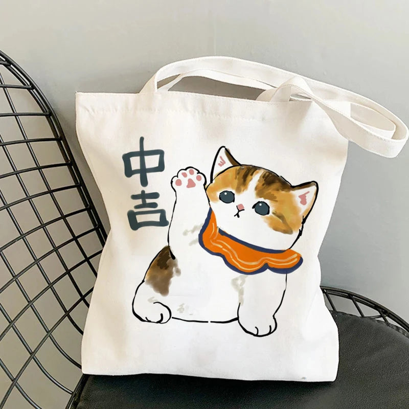 β¨ Cute Cat Manga Tote Bag πΎ Fun Canvas Shopper for All Your Adventures! π - Pixie Quill