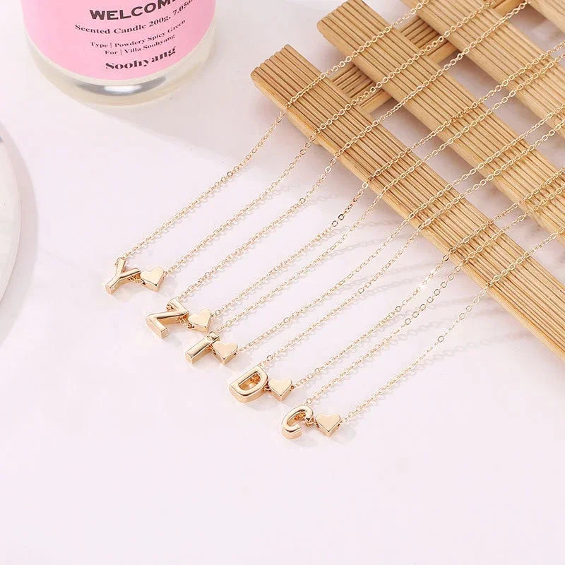 Kawaii Tiny Heart Initial Necklace 💖✨ - Dainty Gold & Silver Choker for Women 🎀 Perfect Gift!