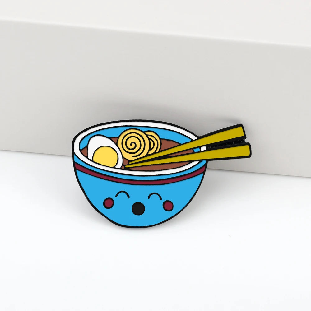 Kawaii Japanese Food Lapel Pins π£π₯’ Cute Salmon Sushi & Ramen Brooches β¨ Fun Enamel Badges for Kids & Girls π Adorable Jewelry Gift!
