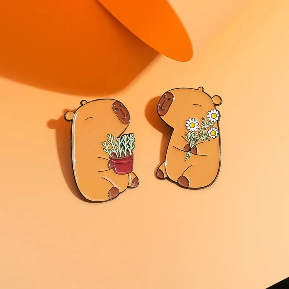 Kawaii Capybara Enamel Pins πΎ Cute Animal Brooches for Bags & Shirts π Perfect Gift for Friends & Kids! π