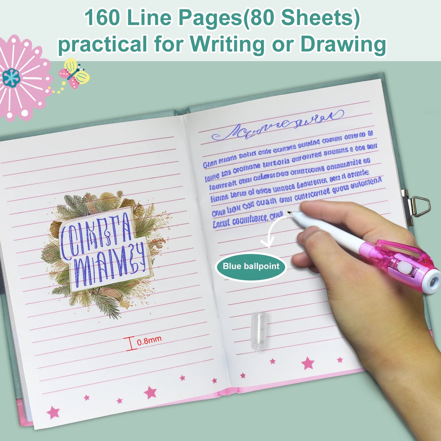 Kawaii Pop Girls Secret Diary with Lock & Colorful Double-end Pen πβ¨ | 160 Lined Pages of Fun!