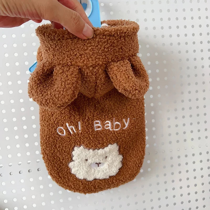 Cute Pet Dog Clothing Small Dog Cat Teddy Velvet Warm Autumn/Winter Warm Vest Bear Ear Transformation Dress Puppy Clothes