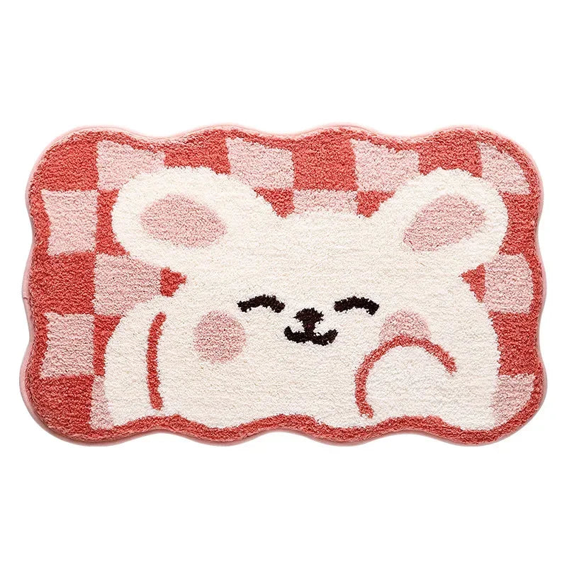 Kawaii Frog & Bear Plush Bath Mat πΈπ§Έ | Non-Slip, Ultra-Absorbent Bathroom Rug for Cozy Decor! πβ¨