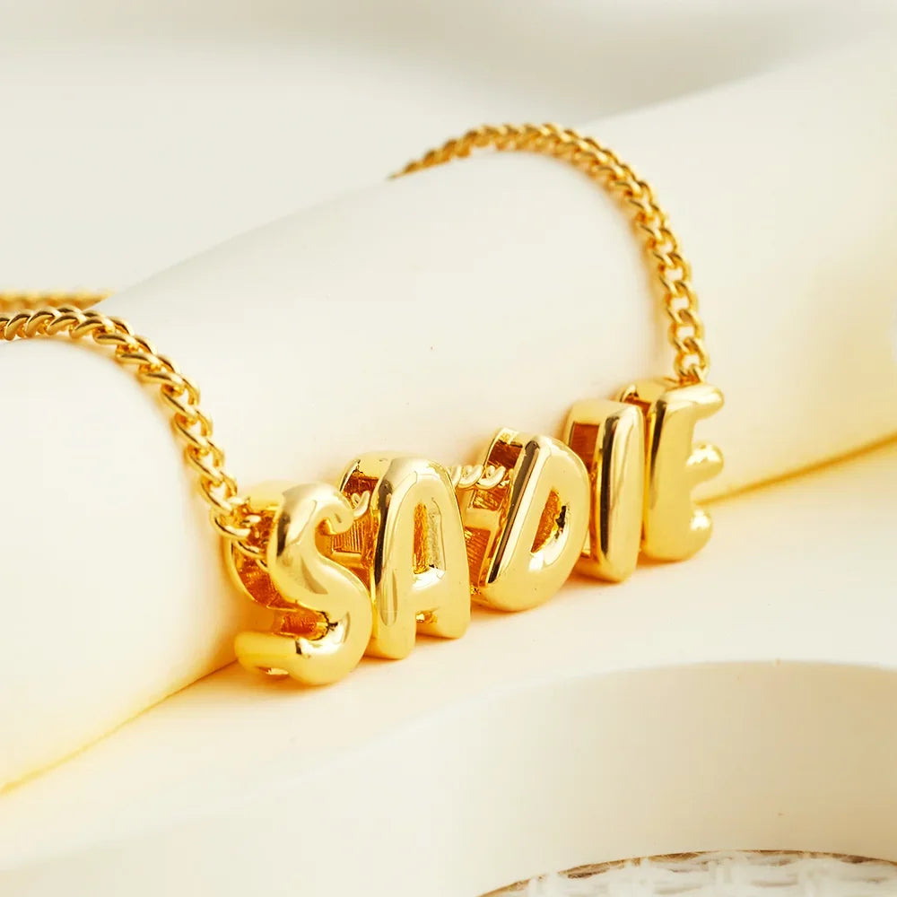 Kawaii Custom 3D Bubble Letter Necklace π | Adorable Personalized Initial Jewelry for Mom & Girls π | Perfect Mother's Day Gift! π