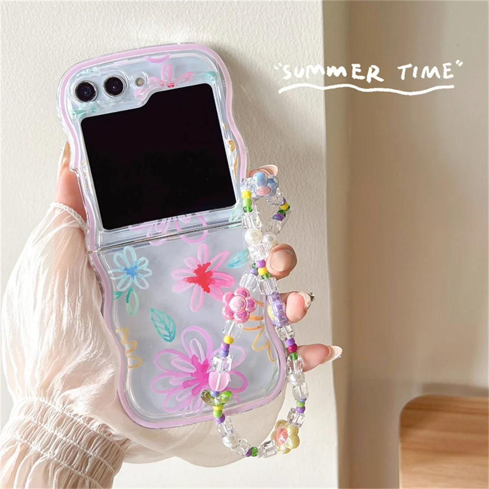 πΈ Whimsical Floral Charm Bracelet Case for Samsung Galaxy Z Flip 6/5/4/3 πβ¨
