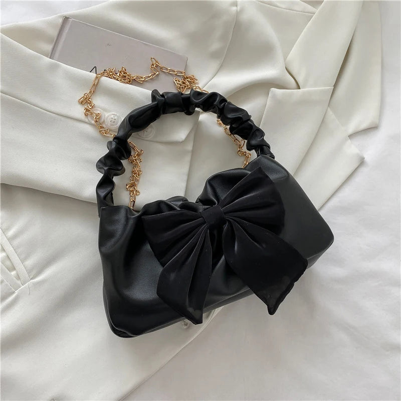 Kawaii Bowknot PU Leather Shoulder Bag π | Cute Chain Messenger Handbag for Stylish Women π