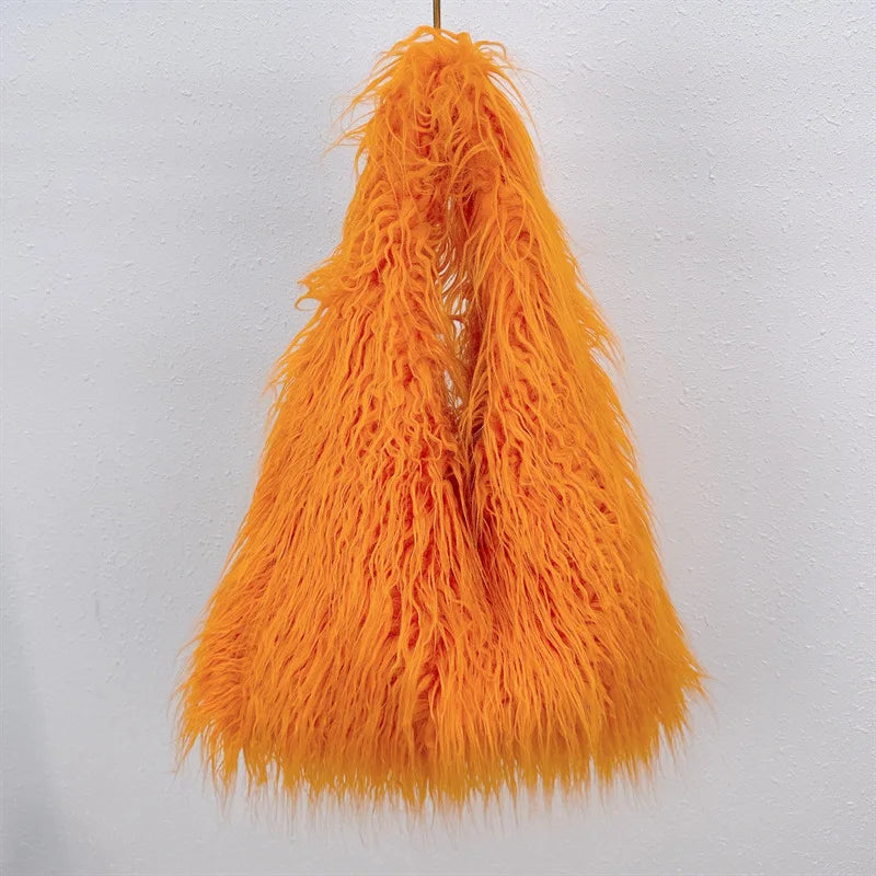 Kawaii Plush Faux Fur Drawstring Bucket Bag πΎβ¨ Y2K Style Fashion Tote for Trendy Girls ππ