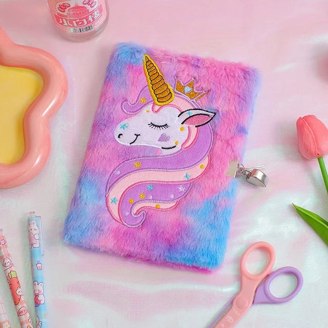 Kawaii Unicorn Plush Lockable Diary β¨π - Magical Notebook for Kids! π¦π