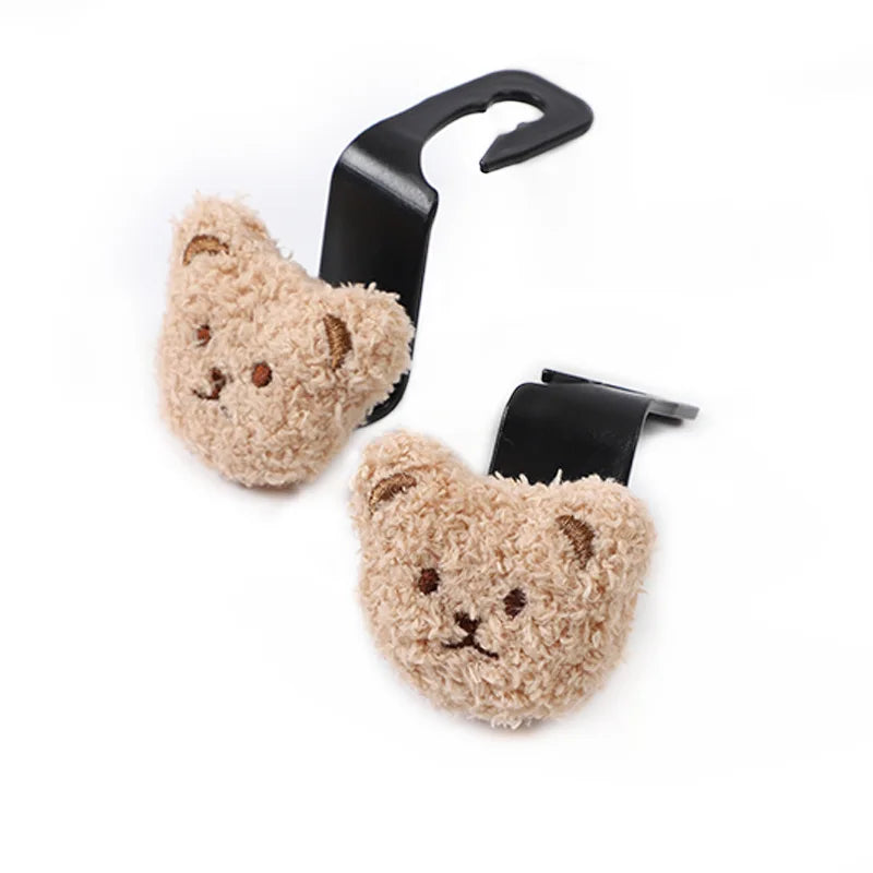 Kawaii Bear Car Seat Back Hooks π»β¨ - 2PCS Adorable Organizer Hangers for Bags & Accessories! ππ