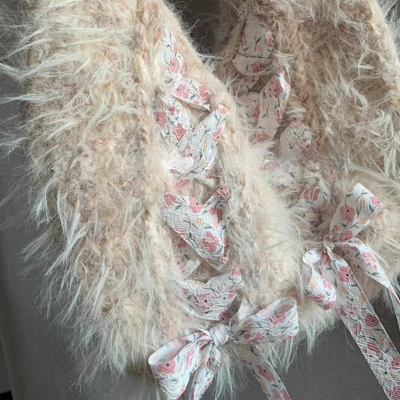 Kawaii Bow & Fluff Faux Fur Shoulder Bag πβ¨ - Y2K Chic Underarm Accessory for Women