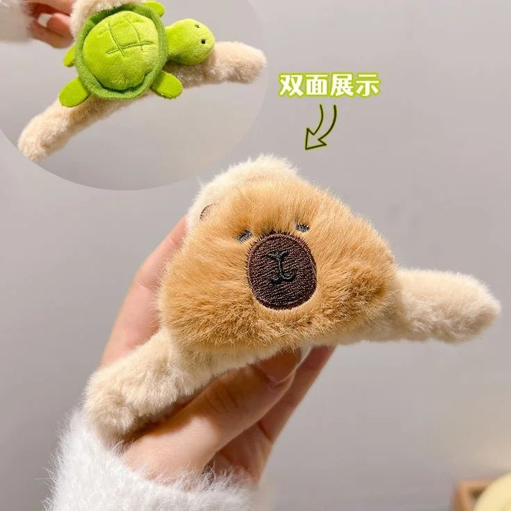 Kawaii Capybara Plush Hair Band πΎβ¨ Sweet Skull Top Headband for Fun Wash Face & Stylish Hairstyles! ππ