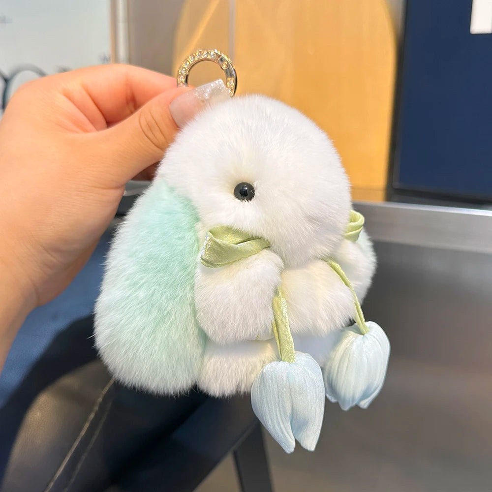Adorable Fluffy Bunny Keychain - Kawaii Pom Pom Rabbit Key Ring for Magical Moments π°β¨