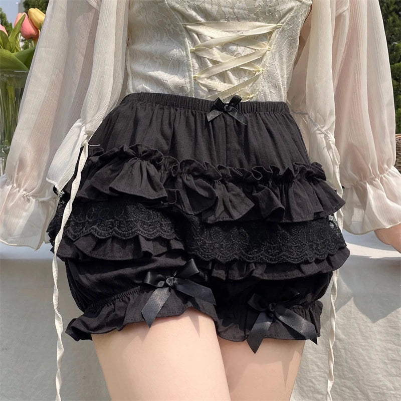 Kawaii Lace Ruffle Bloomers πβ¨ Frilly Victorian Shorts for Playful Dress-Up & Cosplay π