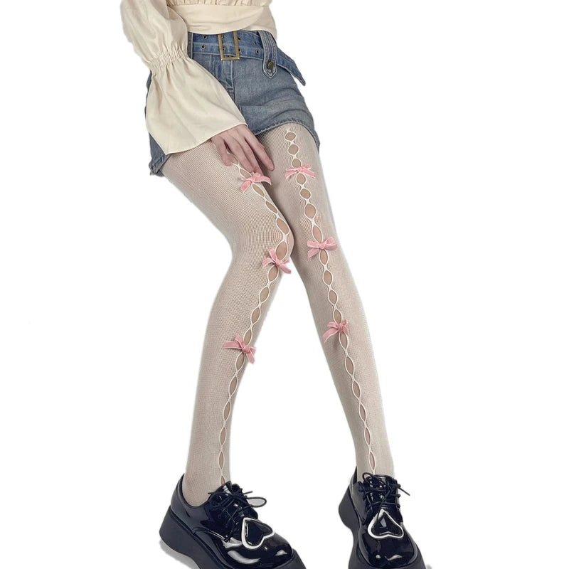Sweetheart Striped Thigh High Fishnet Socks ππ - Ruffled Lace Over Knee Stockings for Cute Fashionistas! πβ¨ - Pixie Quill