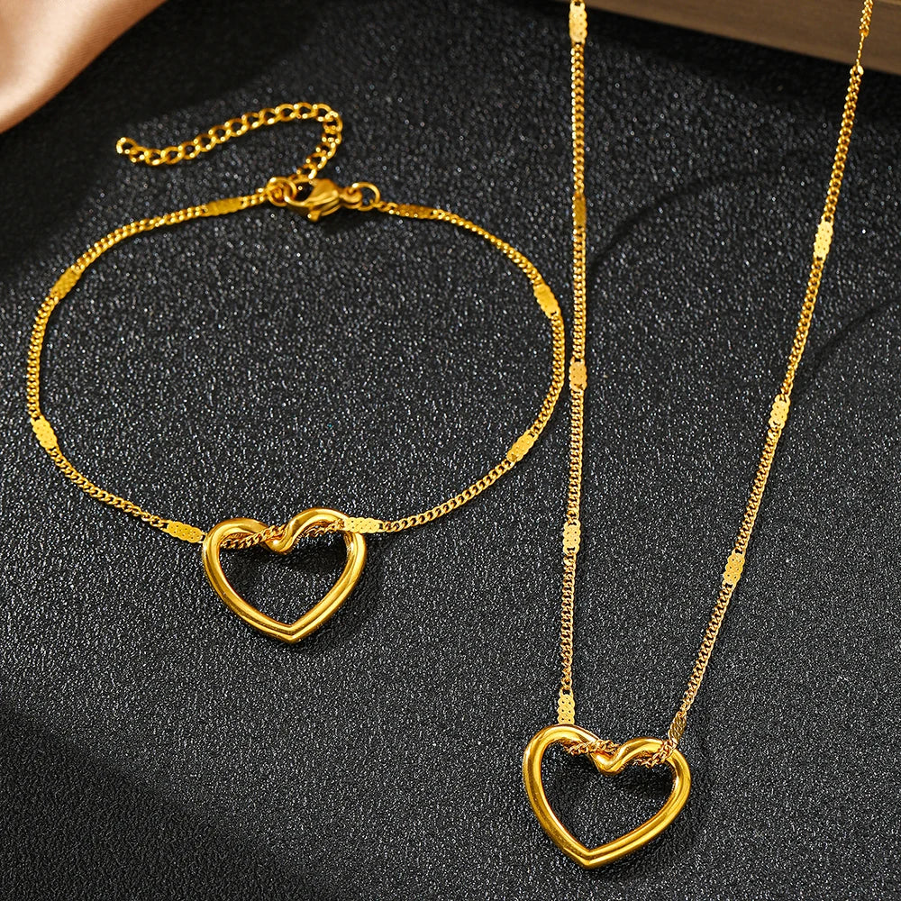 Kawaii Twisted Heart Stainless Steel Jewelry Set πβ¨ - Luxurious & Trendy Gift for Her! π