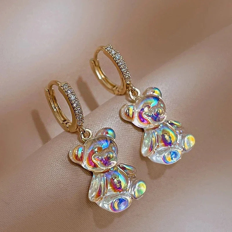 π Sweet Rainbow Bear Dangle Earrings π¬β¨ Cute Acrylic Drop Jewelry for Trendy Girls! π»π