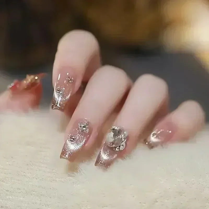 Kawaii Butterfly Dreams πΈβ¨ 24pcs Press-On Fake Nails Set with Glue - Adorable Acrylic Tips for Stylish Girls ππ¦