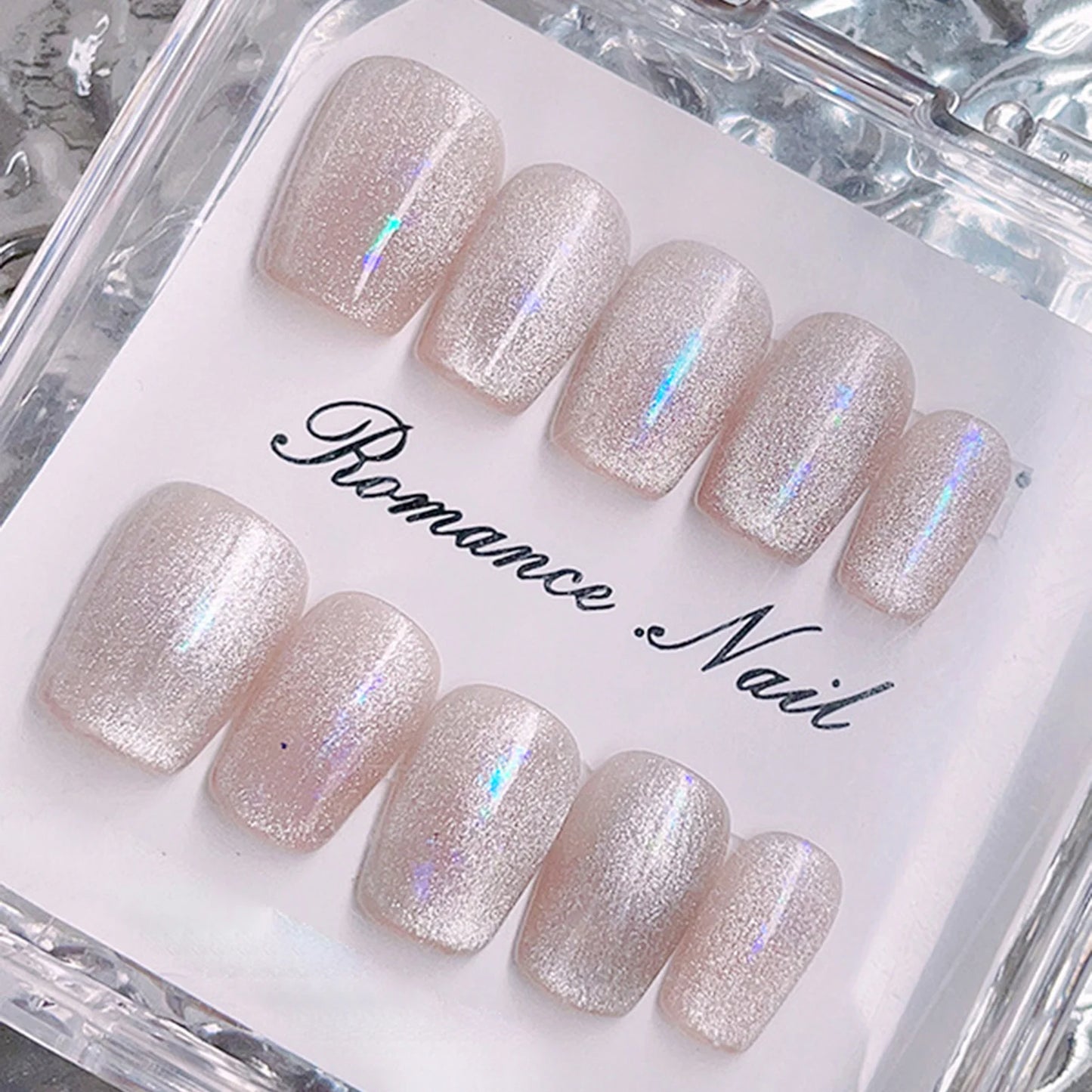 Kawaii Pink Cat Eye Press-On Nails ππ | Handmade False Nails with Love Heart & Bow Designs πΈβ¨ Perfect for Sweet DIY Manicures!