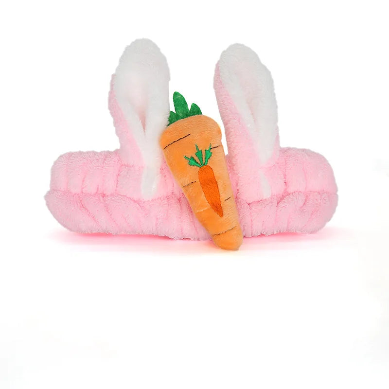 Women Wash Face Makeup Soft Coral Fleece Elastic Headband Head Wrap Cute Rabbit Bow Animal Ears Hairband Girl Hair Accessories