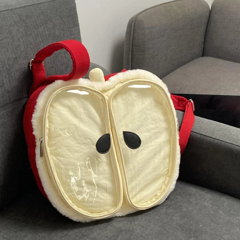 Kawaii Apple Plush Backpack πβ¨ | Cute & Fashionable Women's Tote Bag ππ | Versatile Designer Shoulder Bag for Girls π