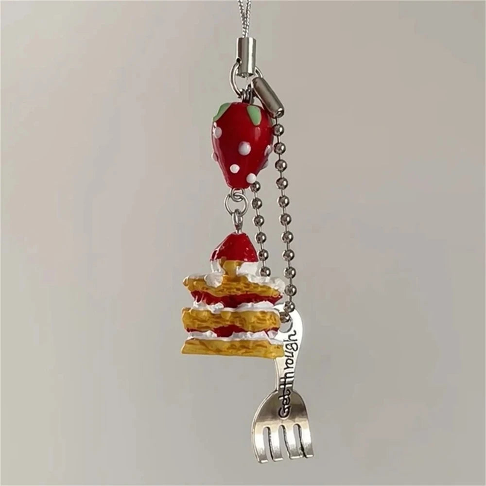 Kawaii 3D Strawberry Cake Charm πβ¨ Cute Phone Strap & Keycord for Girls | Adorable Lanyard Jewelry! ππ