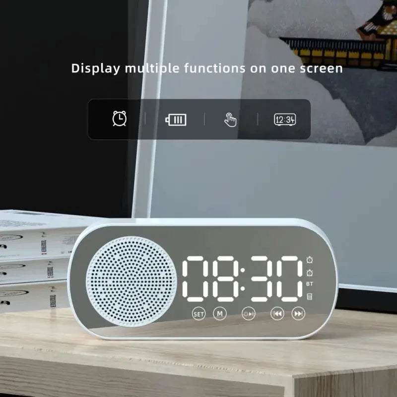 Cute LED Mirror Alarm Clock & Bluetooth Speaker πΆβ¨ | Multifunctional Kawaii Music Player with FM Radio & Subwoofer π