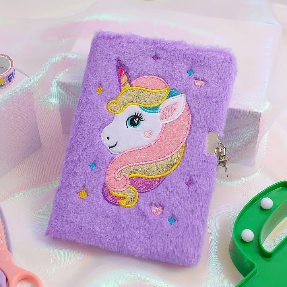 Unicorn Plush Lockable Diary A5 Notebook For Girls Cute Stationery Gift π¦ππ