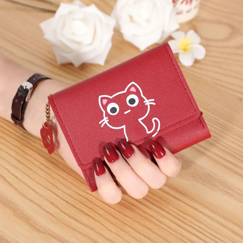 Kawaii Cat-Themed PU Leather Wallet π±π | Adorable Short Purse for Ladies | Perfect Gift for Cat Lovers! πβ¨