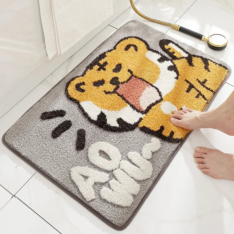 Kawaii Frog & Bear Plush Bath Mat πΈπ§Έ | Non-Slip, Ultra-Absorbent Bathroom Rug for Cozy Decor! πβ¨