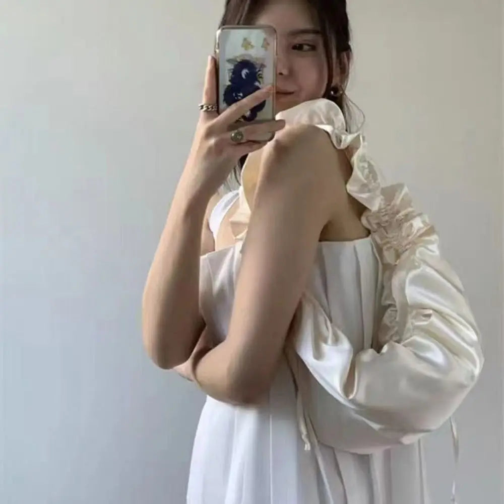 Charming Kawaii Silk Satin Pleated Crossbody Bag πΈβ¨ - Perfect for Parties & Playful Outings! ππ
