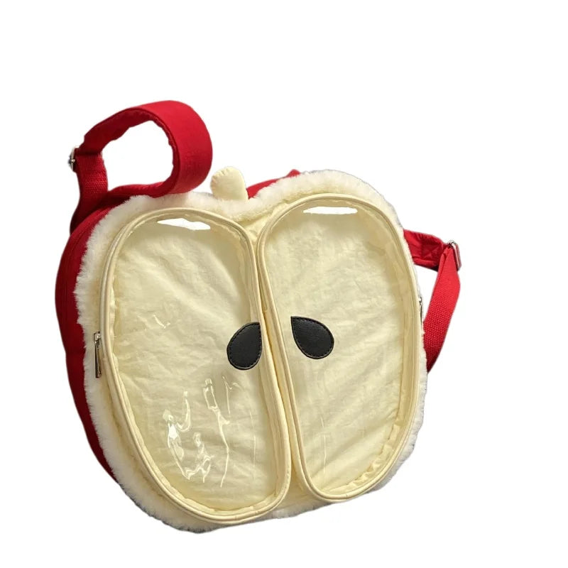 Kawaii Apple Plush Backpack πβ¨ | Cute & Fashionable Women's Tote Bag ππ | Versatile Designer Shoulder Bag for Girls π